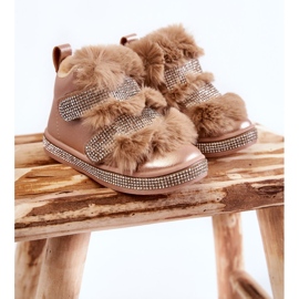 Lasten nahkaiset lämpimät lumisaappaat Golden Leela kultainen 1