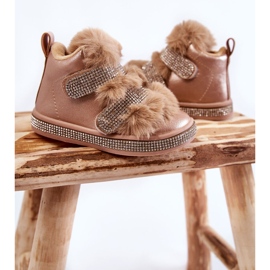 Lasten nahkaiset lämpimät lumisaappaat Golden Leela kultainen 2