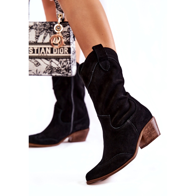 Suede Boots Cowboy Boots Lewski Shoes 3198 Musta 2