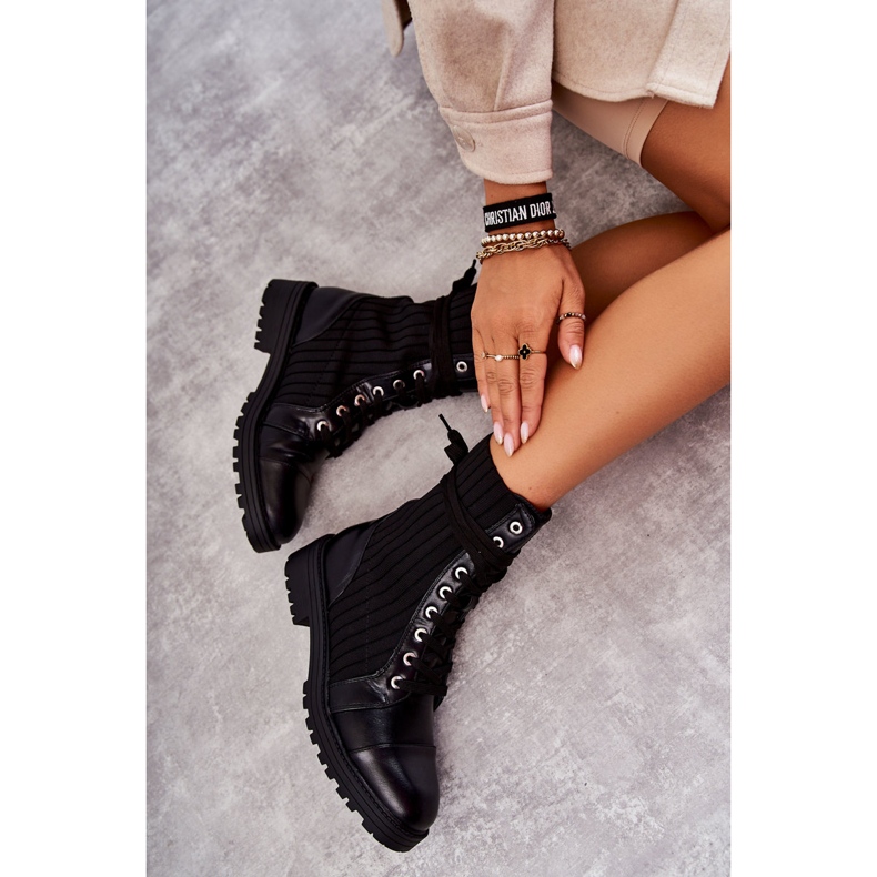 PG1 Naisten saappaat, joissa on sidottu sukka musta Livaro 4