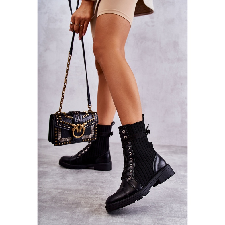 PG1 Naisten saappaat, joissa on sidottu sukka musta Livaro 2