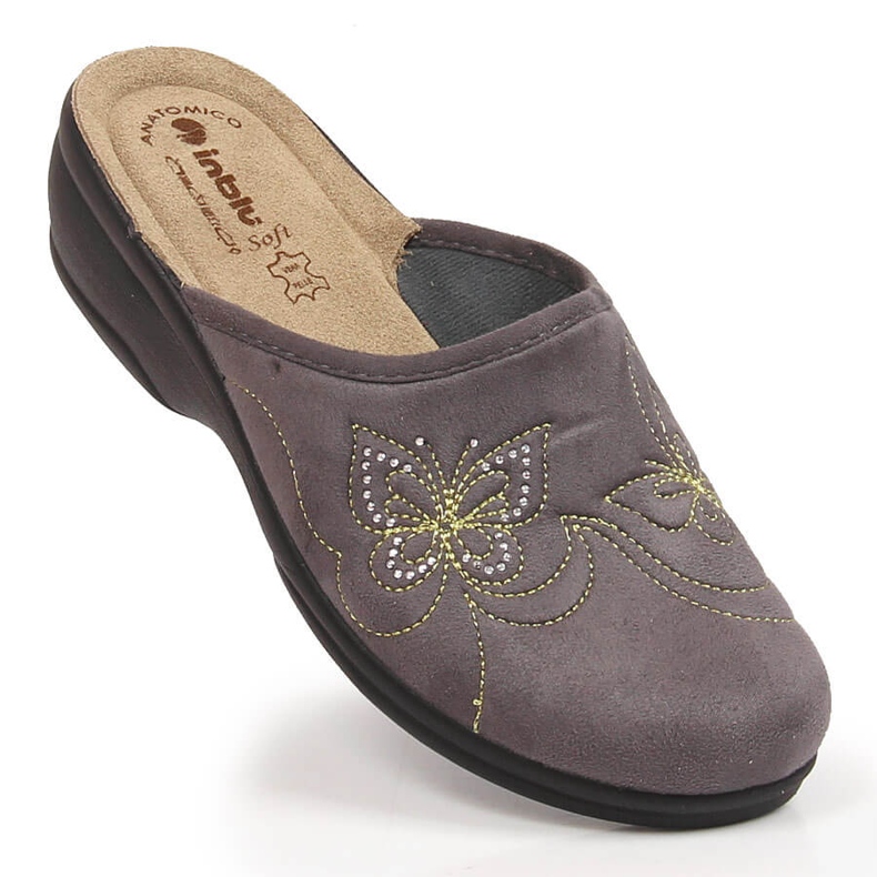 Mukavat harmaat Inblu velouuritossut naisille 1