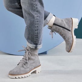 Mukavat harmaat Rieker X5701-40 naisten lämpimänharmaat alustasaappaat 2