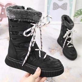 Mustat Potocki tyttöjen kengät turkisella 1