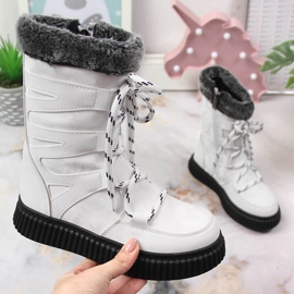 Tyttöjen kengät, joissa turkis valkoinen Potocki 1