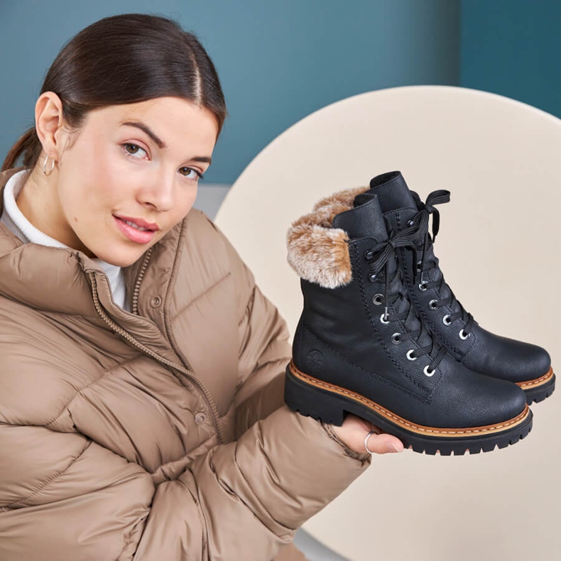 Mustat Rieker 72630-00 naisten turkissaappaat 1