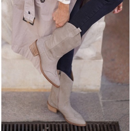 Marco Shoes Luonnon nahkaiset beige-saappaat 2