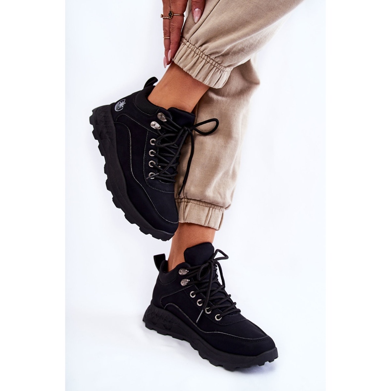 Naisten Otto Black lämpimät vaelluskengät Trappers musta 2