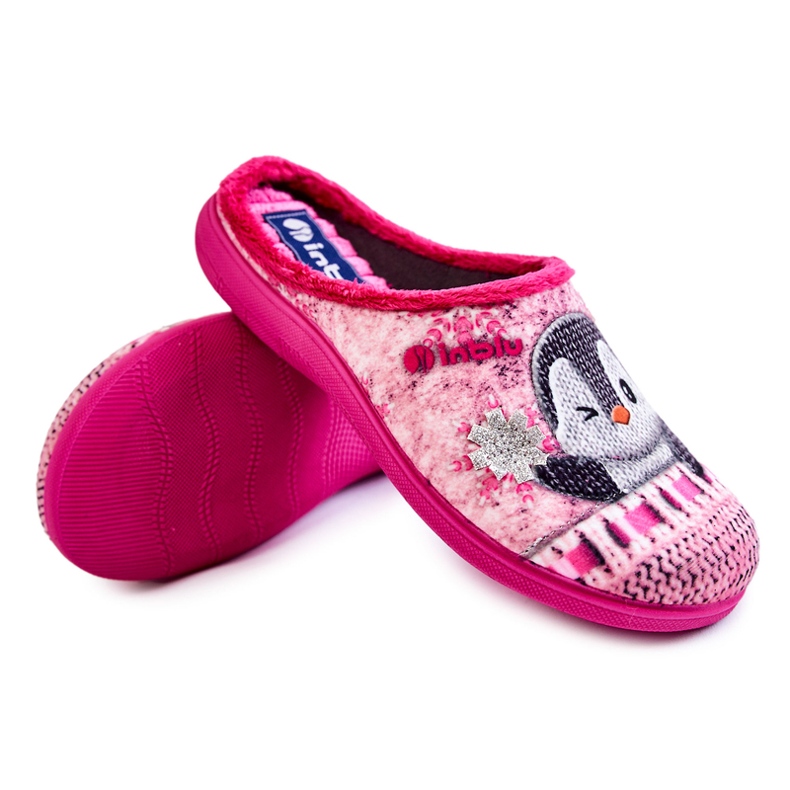 Naisten kotitossut Penguins Inblu EC-81-023 Pink vaaleanpunainen 1