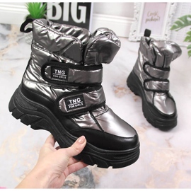 Velcro tinaa Potocki nuorten lumikengät hopea 1