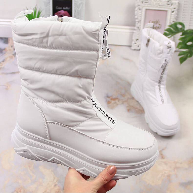 Naisten lumikengät vetoketjulla, valkoinen Potocki 1