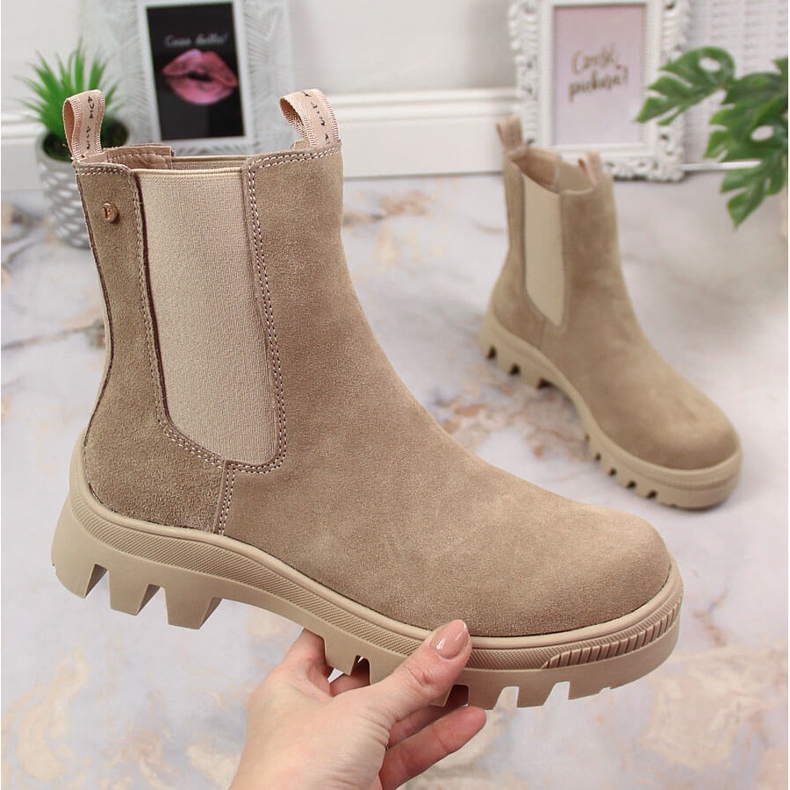 Nahka, mokka Jodhpur-saappaat, eristetty beige Filippo 2