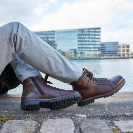 Vedenpitävät miesten talvisaappaat eristetyt lampaanvillalla Rieker F3602-25 ruskea 2