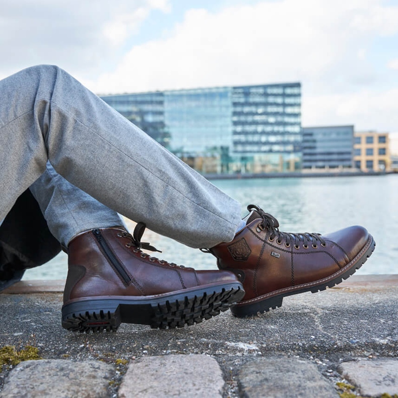 Vedenpitävät miesten talvisaappaat eristetyt lampaanvillalla Rieker F3602-25 ruskea 2