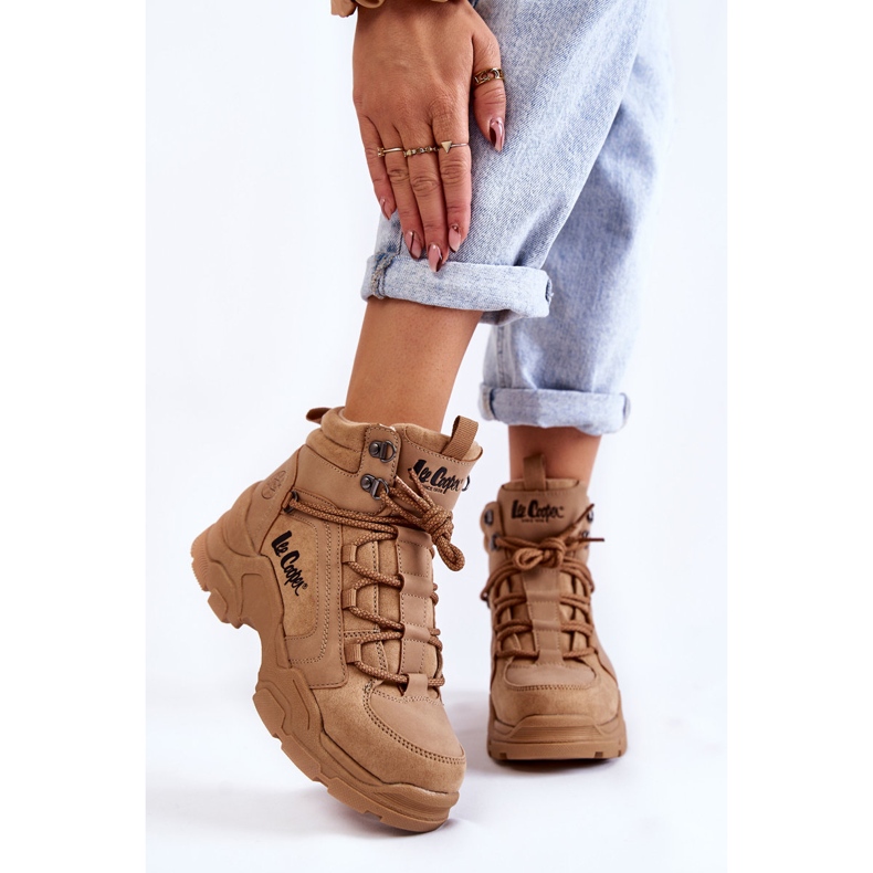 Naisten vaelluskengät Trappers Lee Cooper LCJ-22-31-1442 ruskea beige 1