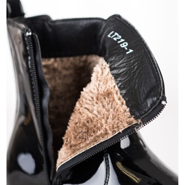 SHELOVET Lakatut saapikkaat turkiksella musta 1