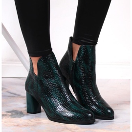 Saappaat lakatut pylväseristetty croco Jezzi W JEZ385B vihreä 2