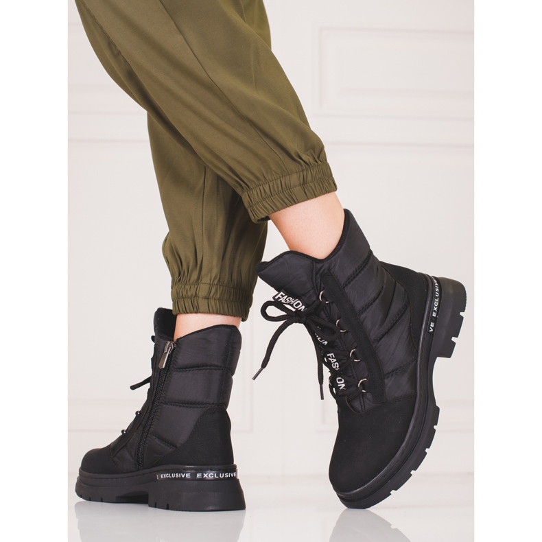 Naisten nauhalliset Shelovet-lumisaappaat musta 2