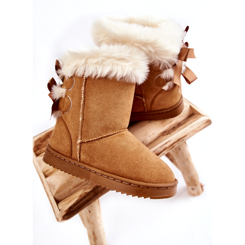 Lasten eristetyt saappaat rusetilla, beigenväriset lumisaappaat 3