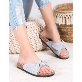 SHELOVET Mokkanahkaiset tossut alustalla harmaa 2