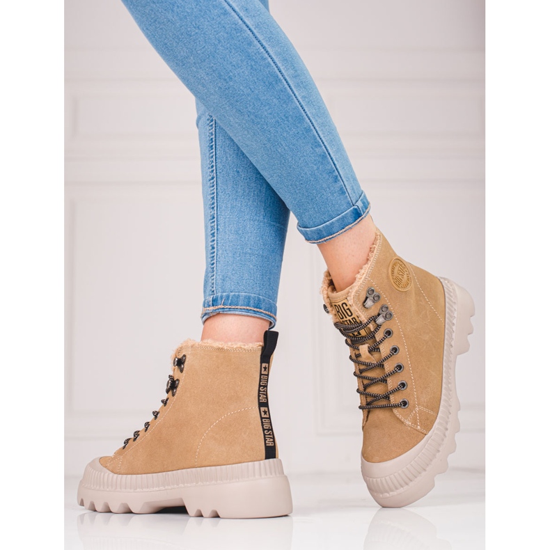 Naisten kengät aidosta nahasta Big Star KK274521 ruskea 1