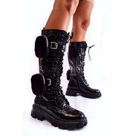 Joia Naisten saappaat Trappers käsilaukkuilla Musta Animal Print Military 1