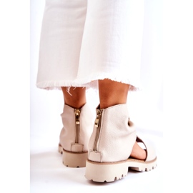 Naisten nahkasandaalit vetoketjulla Nicole 2748 beige 2