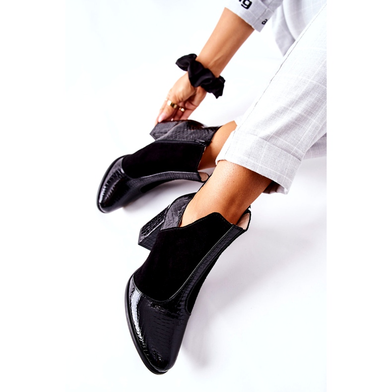 Naisten nahkakengät mustalla kantapäällä 1