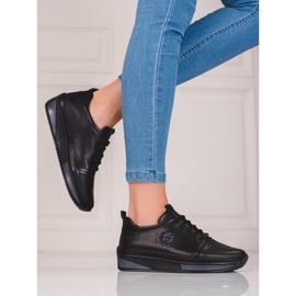 Mustat Shelovet naisten urheilukengät luonnonnahasta 1