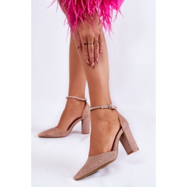 PS1 Kiiltävät korkokengät, joissa on strassit Rose Gold Castor kultainen 2