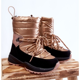 PE1 Lasten kultaiset Leena lämpimät lumisaappaat vetoketjulla kultainen 1