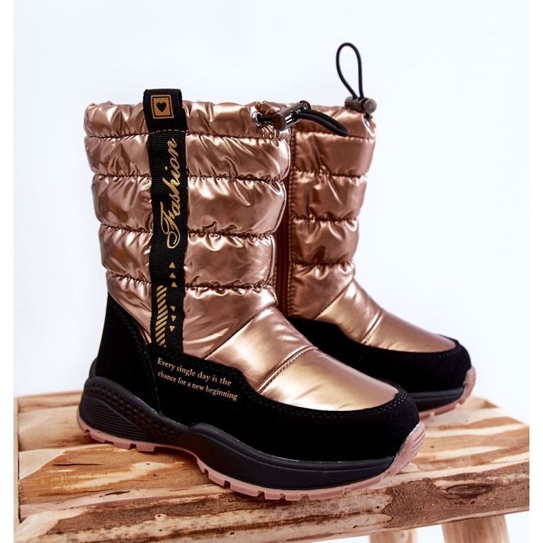 Lasten villaiset lämpimät lumisaappaat Golden Delhi Sliderissä kultainen 1