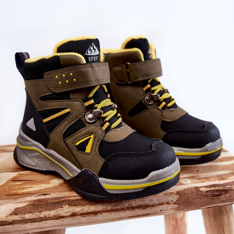 PE1 Khaki Marcolla lämmitetyt lasten saappaat musta vihreä keltainen 1