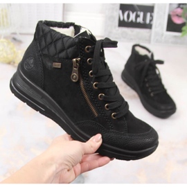 Rieker W RKR567 vedenpitävät nahkaeristetyt saappaat musta 1