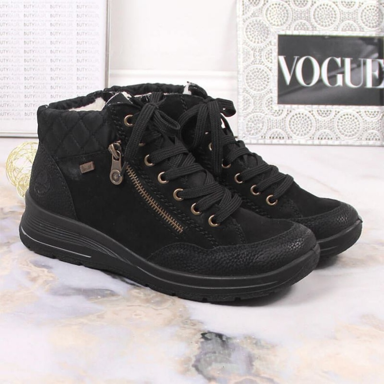 Rieker W RKR567 vedenpitävät nahkaeristetyt saappaat musta 2