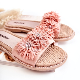 WJ1 Naisten tossut kangaskukilla Pink Susana vaaleanpunainen 1