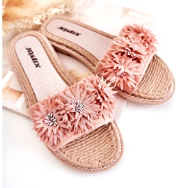 WJ1 Naisten tossut kangaskukilla Pink Susana vaaleanpunainen 2