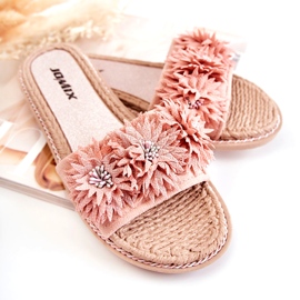 WJ1 Naisten tossut kangaskukilla Pink Susana vaaleanpunainen 3