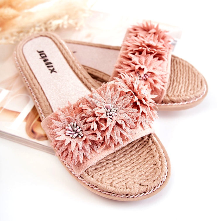 WJ1 Naisten tossut kangaskukilla Pink Susana vaaleanpunainen 3