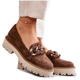 Naisten kengät Mokkanahka Laura Messi 2523 Ruskea vihreä 1