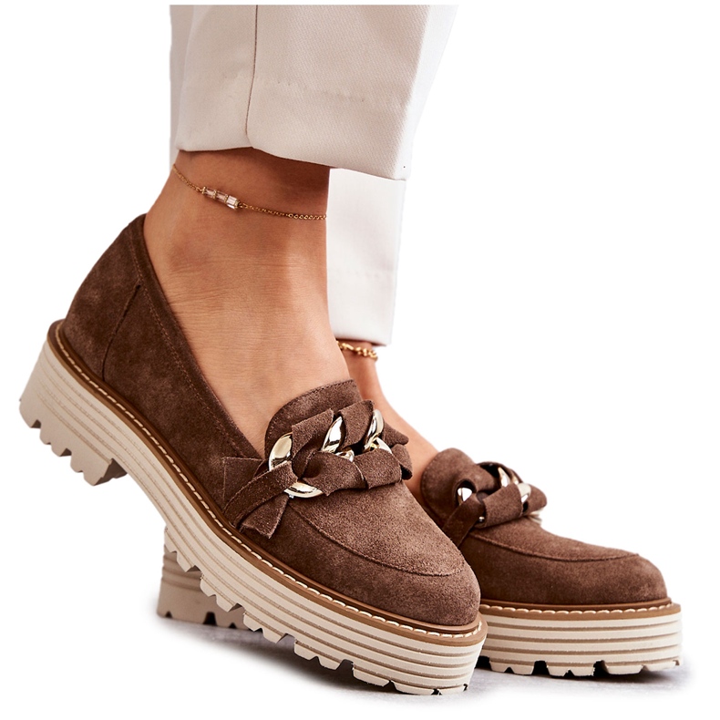 Naisten kengät Mokkanahka Laura Messi 2523 Ruskea vihreä 1