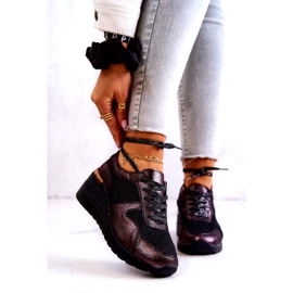 Nahkaiset Wedge-lenkkarit verkkokankaalla S.Barski Musta 1