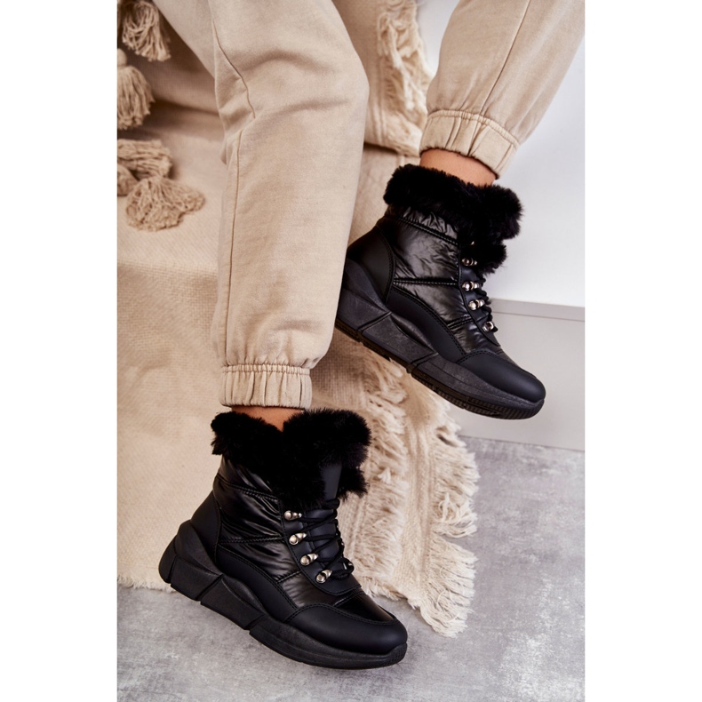 NEWS Naisten nauhalliset lumisaappaat, musta Anna 3