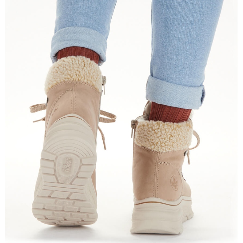 Vedenpitävät Rieker beigenväriset lämpimät naisten lumisaappaat 48034-20 2