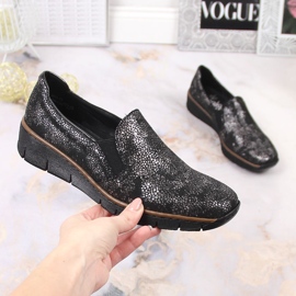 Mukavat slip-on kengät kuminauhalla Rieker W RKR166B musta 2