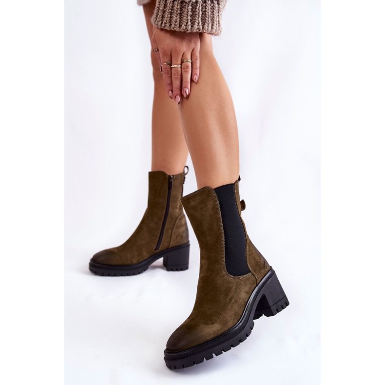 Vinceza Naisten mokkanahkasaappaat vetoketjulla Liris vihreä 2