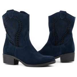 Olivier Naisten harjakattoiset korkokengät Angela laivastonsiniset saappaat sininen 3