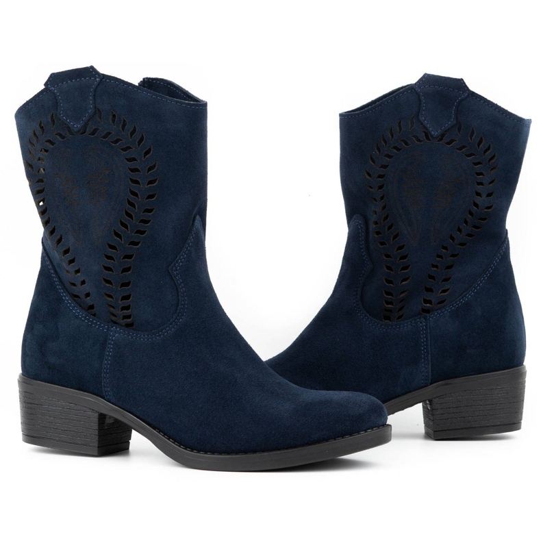 Olivier Naisten harjakattoiset korkokengät Angela laivastonsiniset saappaat sininen 3