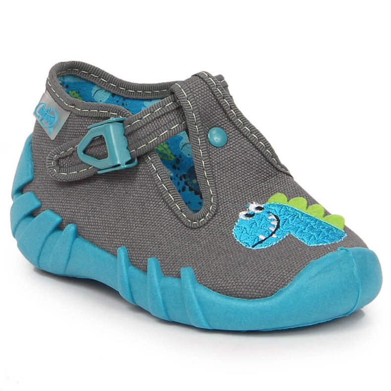 Poikien tossut solki harmaa Befado dinosaurus 1