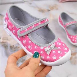 Tyttöjen tossut tarranauhalla ja vaaleanpunainen Befado-rusetti 2